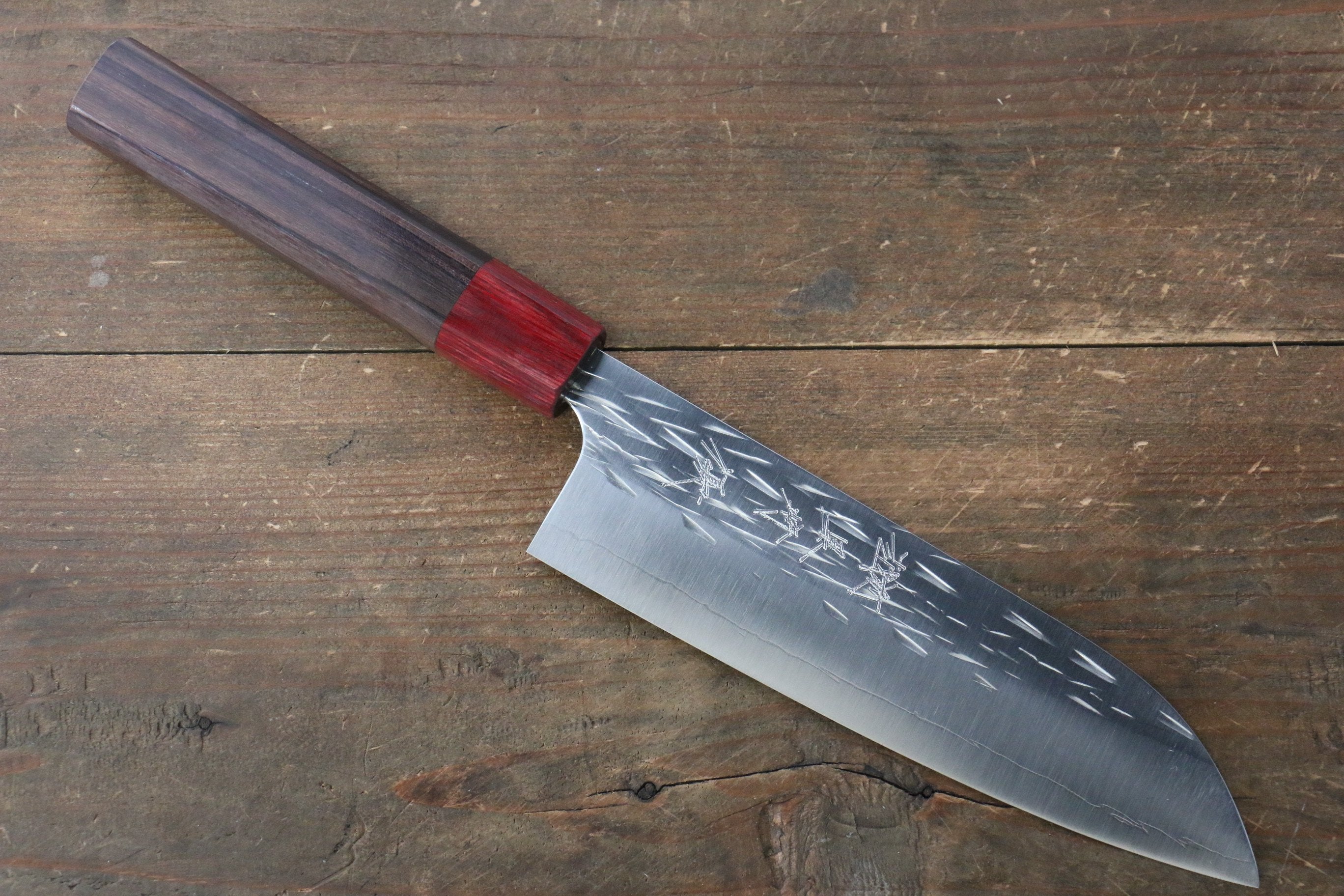 Yu Kurosaki Juhyo SG2 Hammered Santoku 165mm Shitan (ferrule: Red Pakka wood) Handle - Seisuke Knife