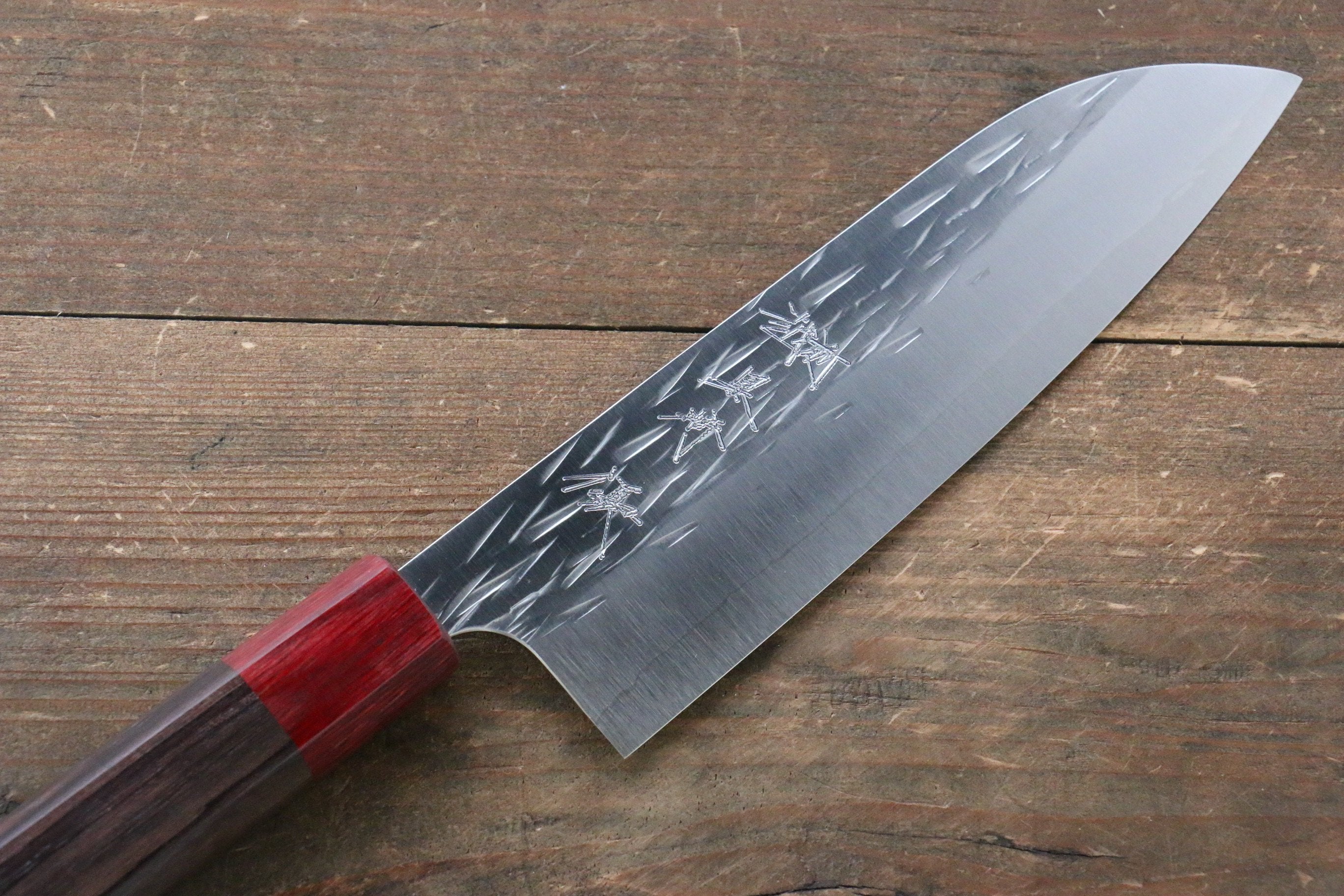 Yu Kurosaki Juhyo SG2 Hammered Santoku 165mm Shitan (ferrule: Red Pakka wood) Handle - Seisuke Knife