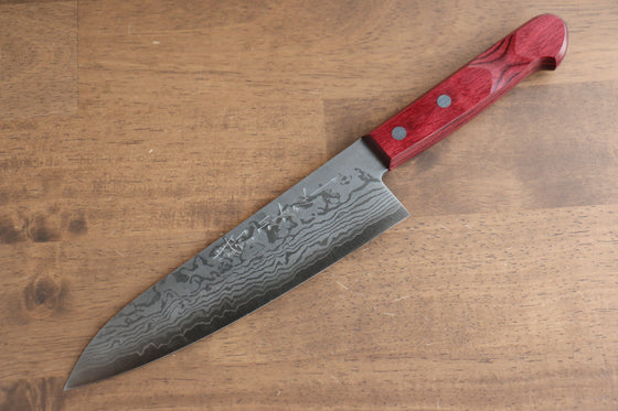 Nao Yamamoto VG10 Damascus Gyuto 180mm Red Pakka wood Handle - Seisuke Knife