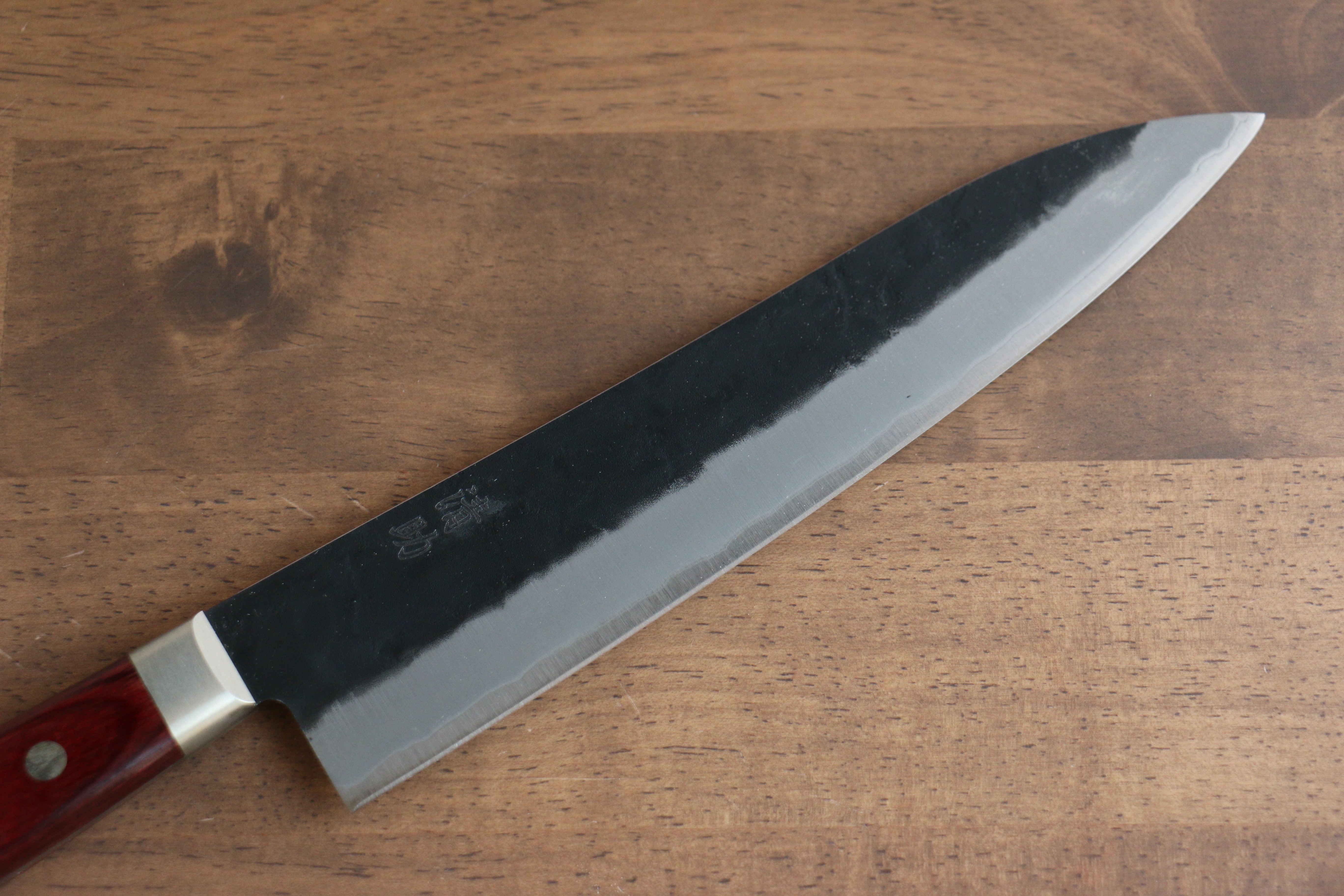 Seisuke Kuronashi Blue Super Nashiji Kurouchi Gyuto 210mm Red Pakka wood Handle - Seisuke Knife