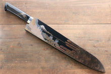  Takeshi Saji Blue Steel No.2 Colored Damascus Maki-e Art Gyuto 270mm Lacquered Handle - Seisuke Knife