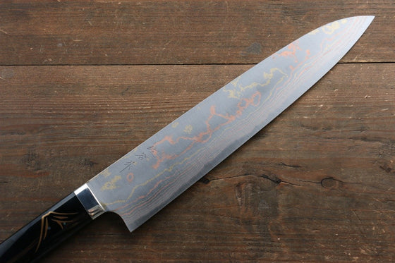 Takeshi Saji Blue Steel No.2 Colored Damascus Maki-e Art Gyuto 270mm Lacquered Handle - Seisuke Knife