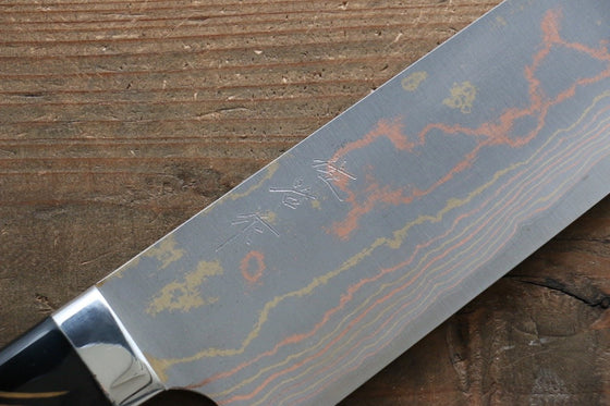 Takeshi Saji Blue Steel No.2 Colored Damascus Maki-e Art Gyuto 270mm Lacquered Handle - Seisuke Knife