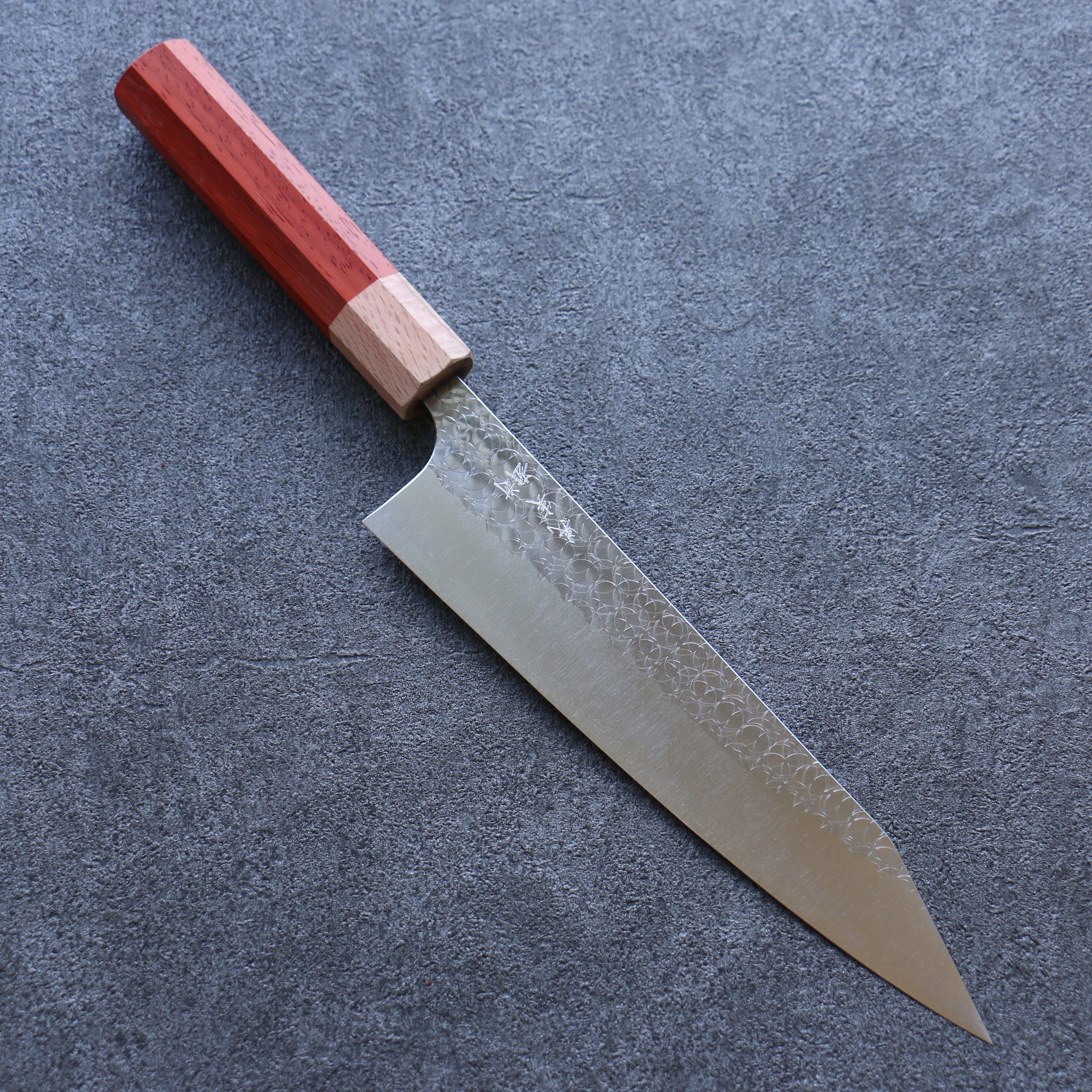 Yoshimi Kato Minamo SG2 Hammered Kiritsuke Gyuto 210mm Padoauk Handle - Seisuke Knife