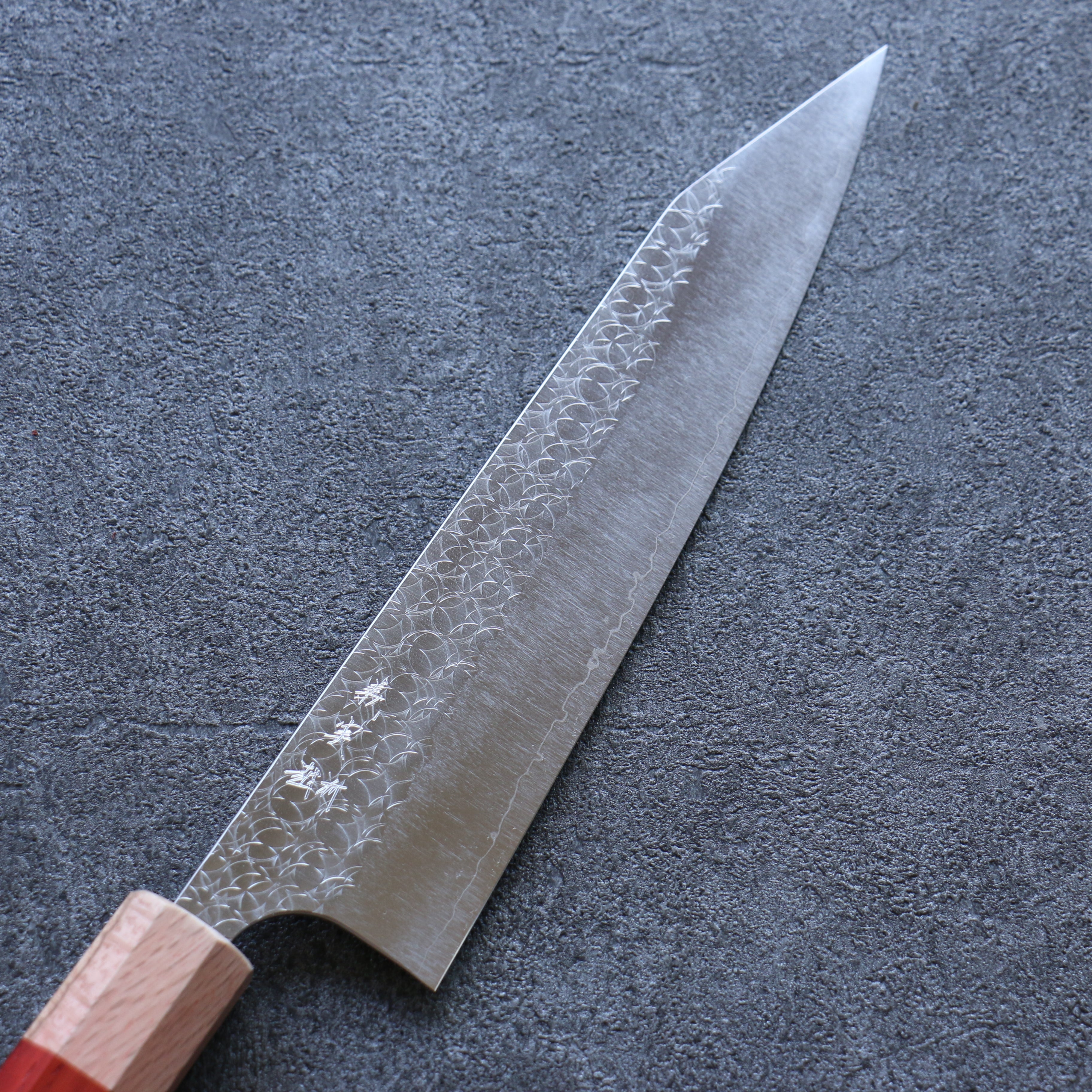 Yoshimi Kato Minamo SG2 Hammered Kiritsuke Gyuto 210mm Padoauk Handle - Seisuke Knife