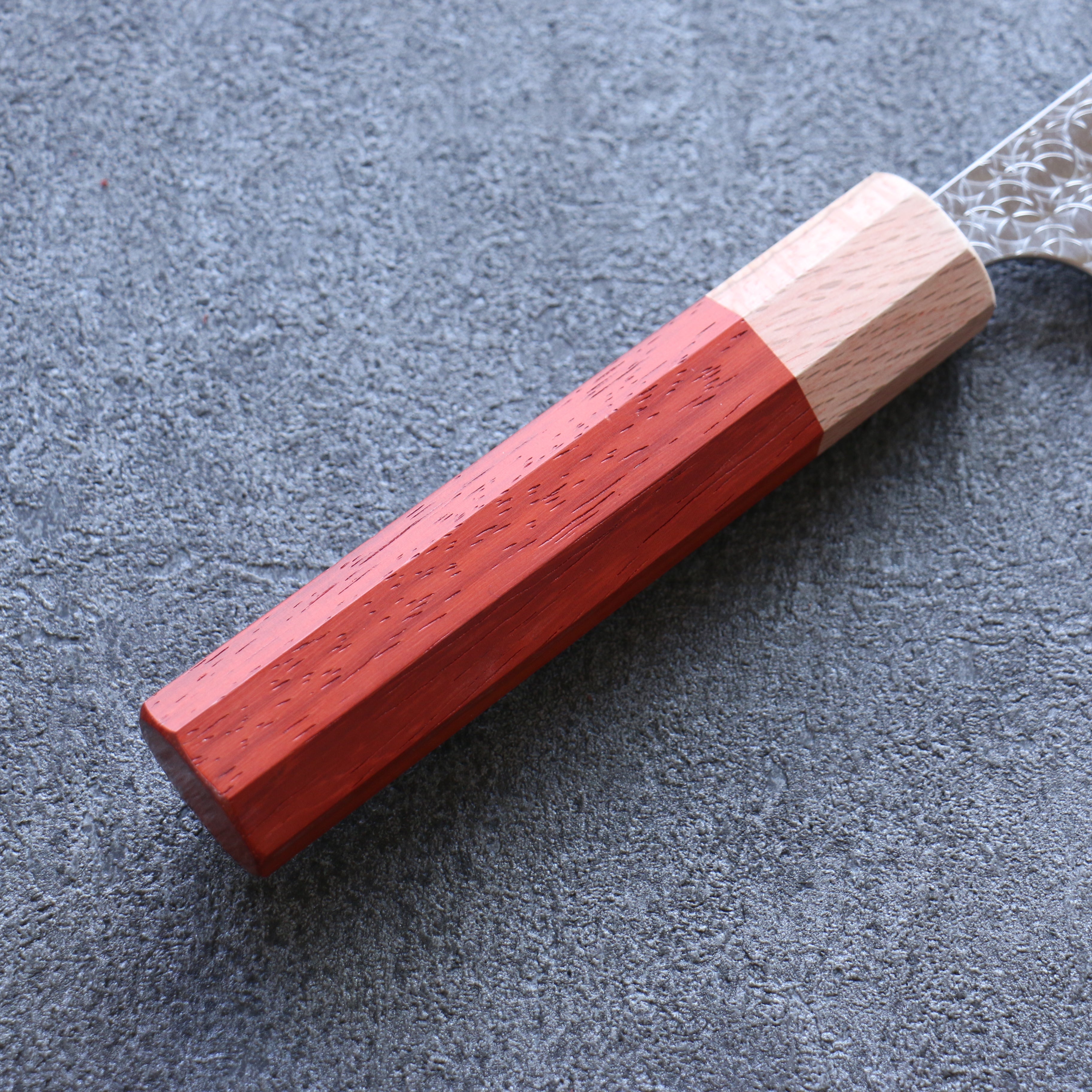 Yoshimi Kato Minamo SG2 Hammered Kiritsuke Gyuto 210mm Padoauk Handle - Seisuke Knife