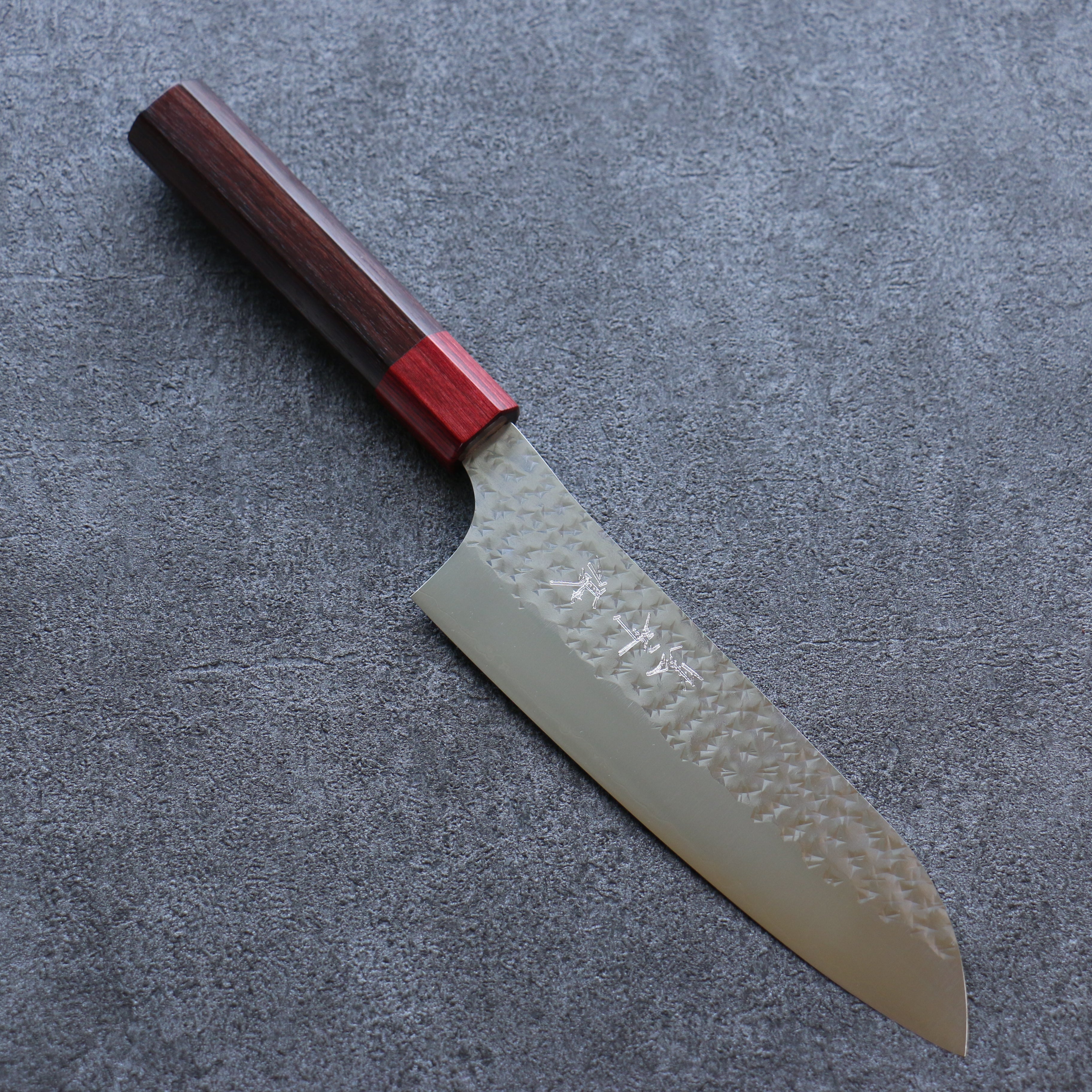 Yu Kurosaki Senko Ei SG2 Hammered Santoku 165mm Shitan (ferrule: Red Pakka wood) Handle - Seisuke Knife