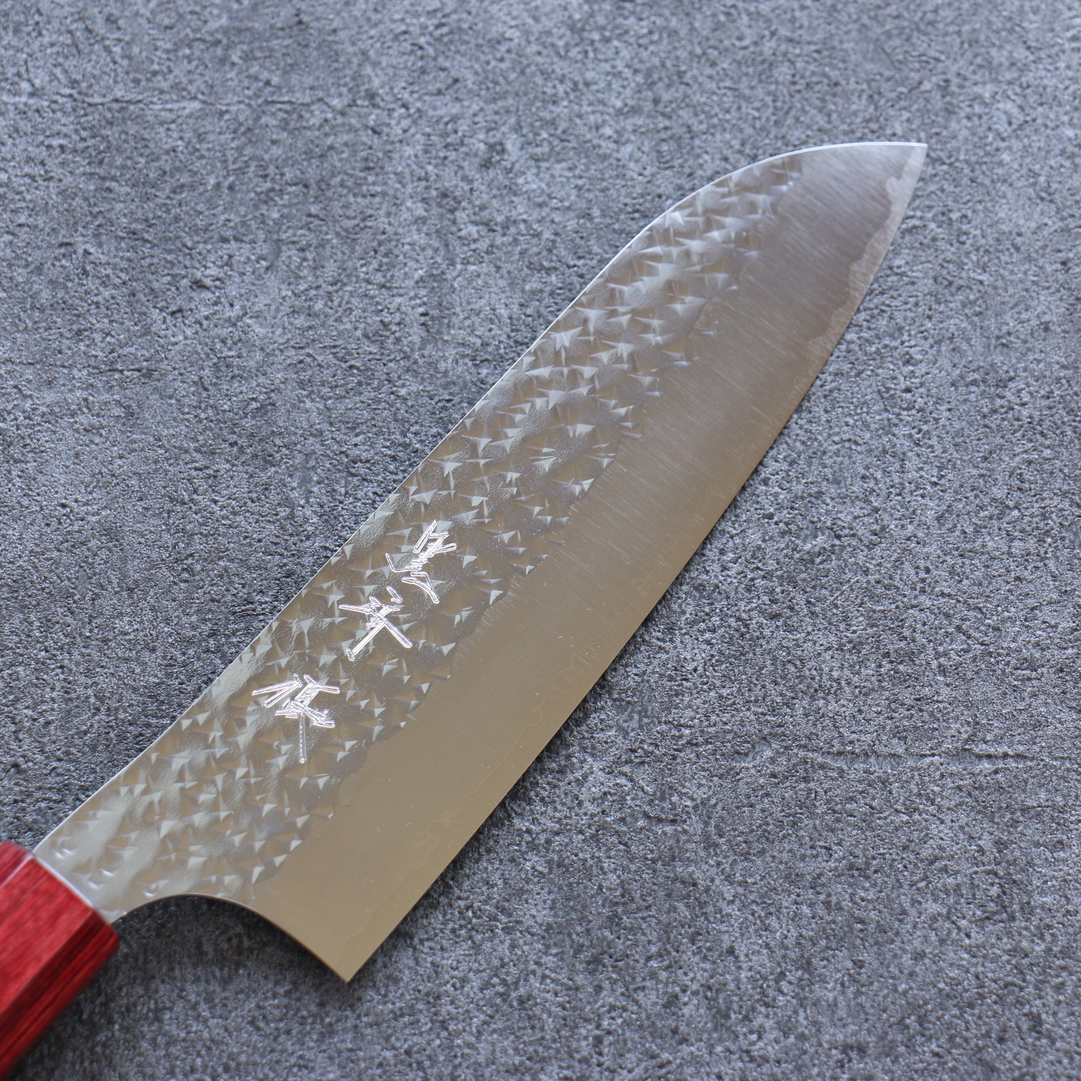 Yu Kurosaki Senko Ei SG2 Hammered Santoku 165mm Shitan (ferrule: Red Pakka wood) Handle - Seisuke Knife
