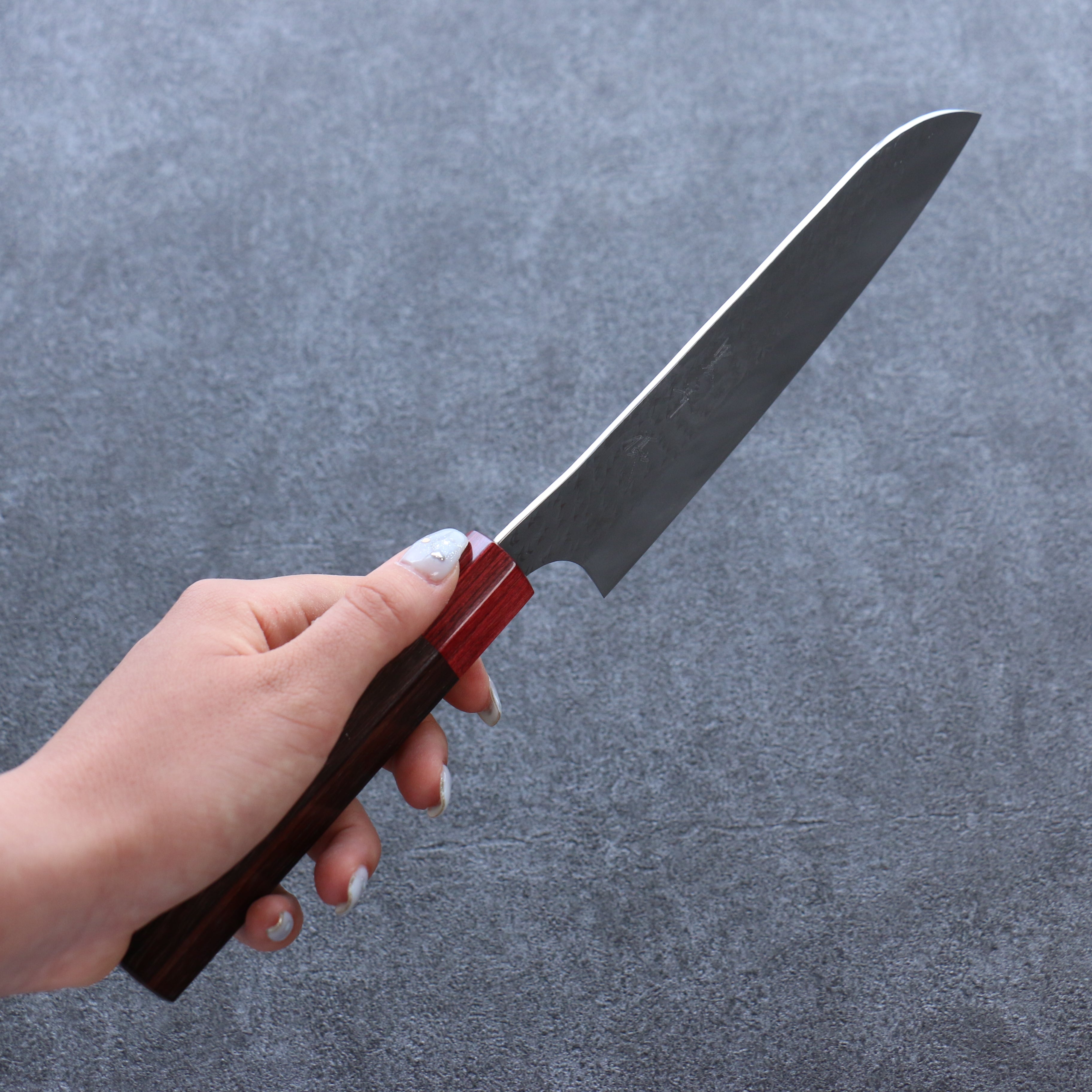 Yu Kurosaki Senko Ei SG2 Hammered Santoku 165mm Shitan (ferrule: Red Pakka wood) Handle - Seisuke Knife