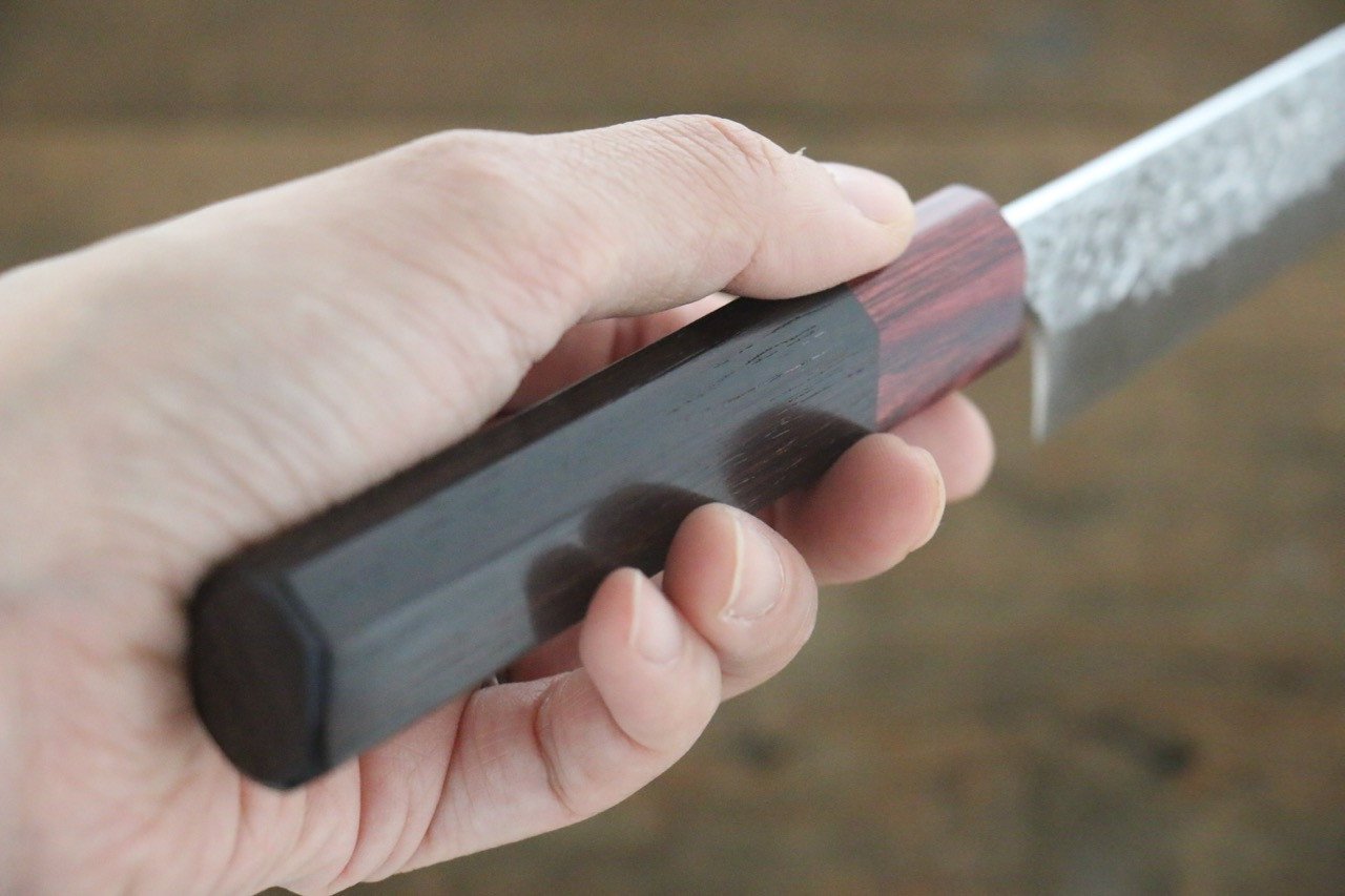 Yu Kurosaki Shizuku SG2 Hammered Petty-Utility 150mm Rosewood (ferrule: Red Pakka wood) Handle - Seisuke Knife