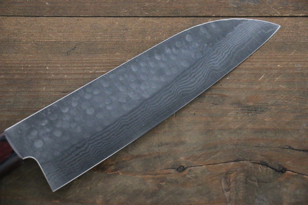 Yoshimi Kato VG1 Damascus Hammered Santoku Japanese Chef Knife 170mm - Seisuke Knife