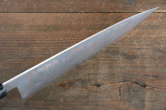 Takeshi Saji Blue Steel No.2 Colored Damascus Gyuto 210mm Silver Lacquered Handle - Seisuke Knife