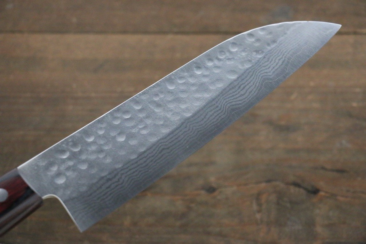 Yoshimi Kato VG1 Damascus Hammered Santoku Japanese Chef Knife 170mm - Seisuke Knife