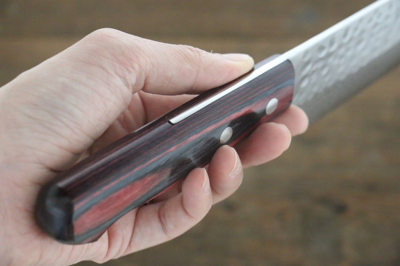 Yoshimi Kato VG1 Damascus Hammered Santoku Japanese Chef Knife 170mm - Seisuke Knife