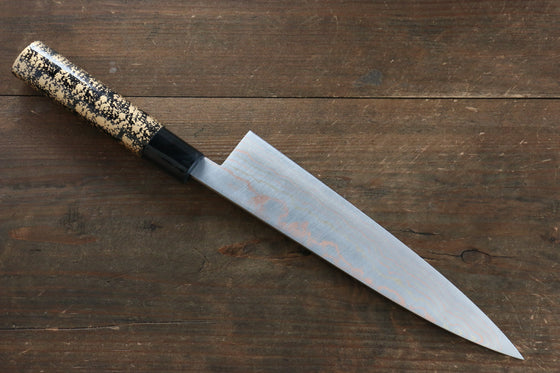 Takeshi Saji Blue Steel No.2 Colored Damascus Gyuto 210mm Gold Lacquered Handle - Seisuke Knife