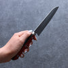 Seisuke Blue Super Migaki Finished Small Santoku 140mm Red and Black Pakka wood Handle - Seisuke Knife