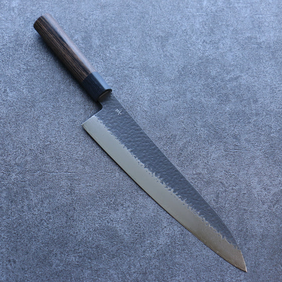 Shizu Gen VG10 Hammered Black Finished Gyuto 240mm Brown Pakka wood Handle - Seisuke Knife