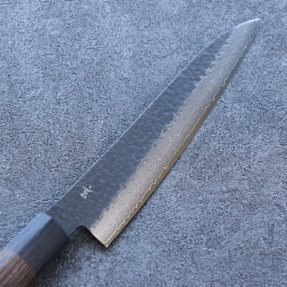 Shizu Gen VG10 Hammered Black Finished Gyuto 180mm Brown Pakka wood Handle - Seisuke Knife