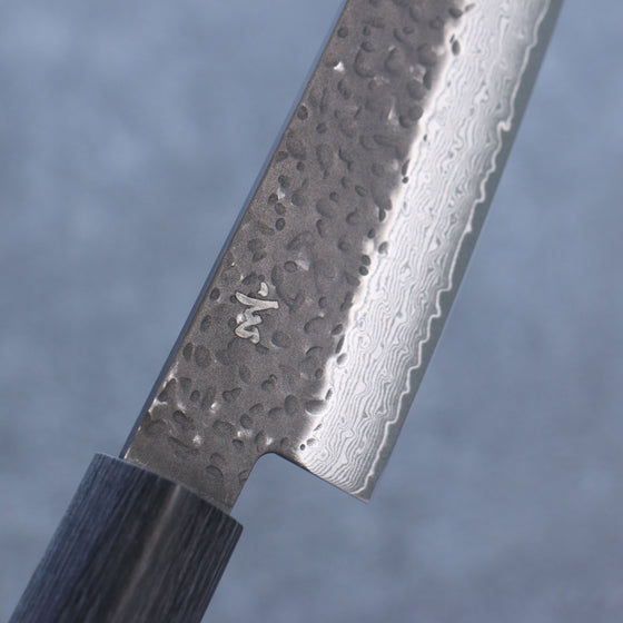 Shizu Gen VG10 Hammered Black Finished Gyuto 180mm Brown Pakka wood Handle - Seisuke Knife