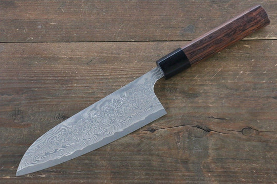 Nao Yamamoto SG2 Damascus Santoku 170mm with Shitan Handle - Seisuke Knife