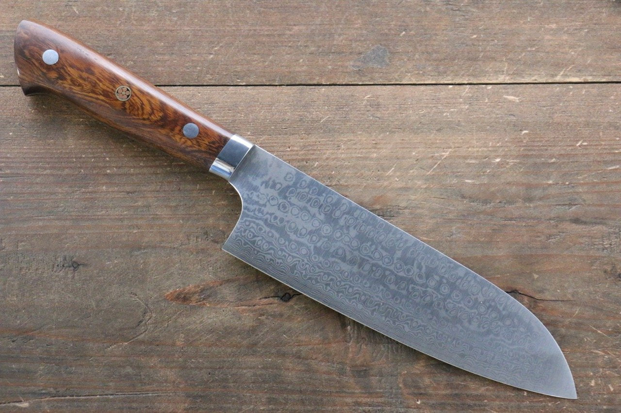 Nao Yamamoto Coreless Damascus Santoku 170mm with Ironwood Handle - Seisuke Knife