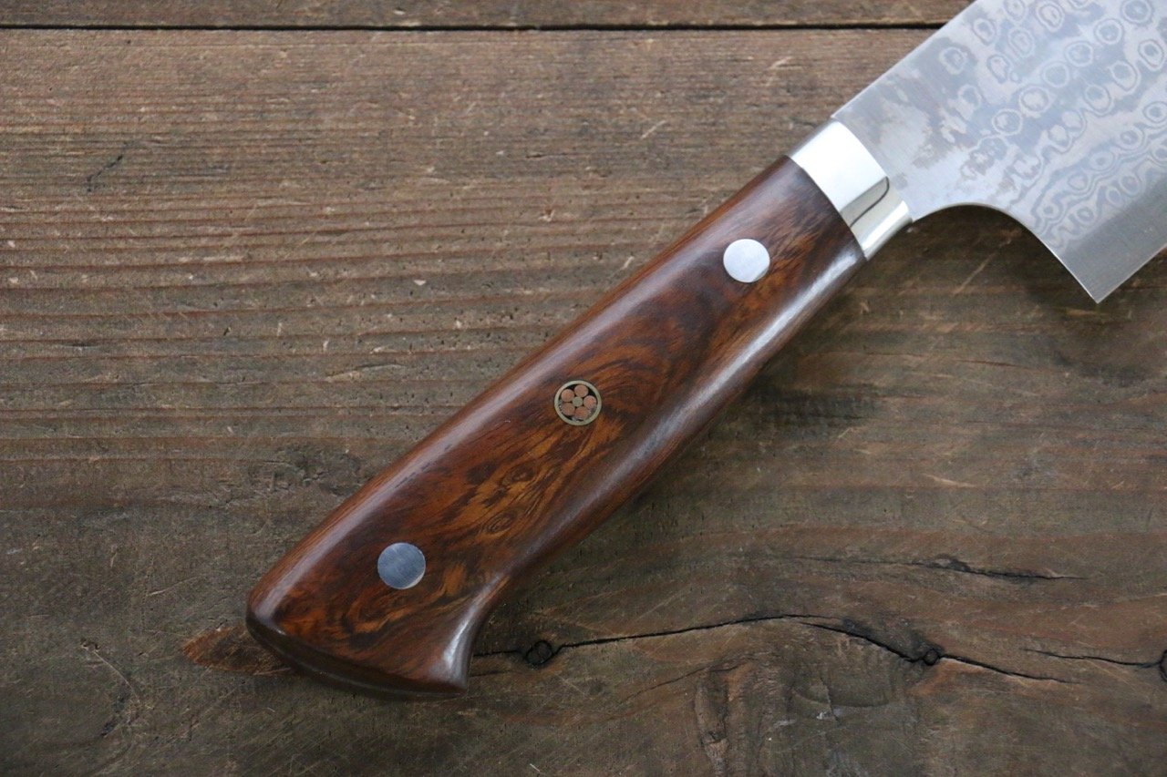 Nao Yamamoto Coreless Damascus Santoku 170mm with Ironwood Handle - Seisuke Knife
