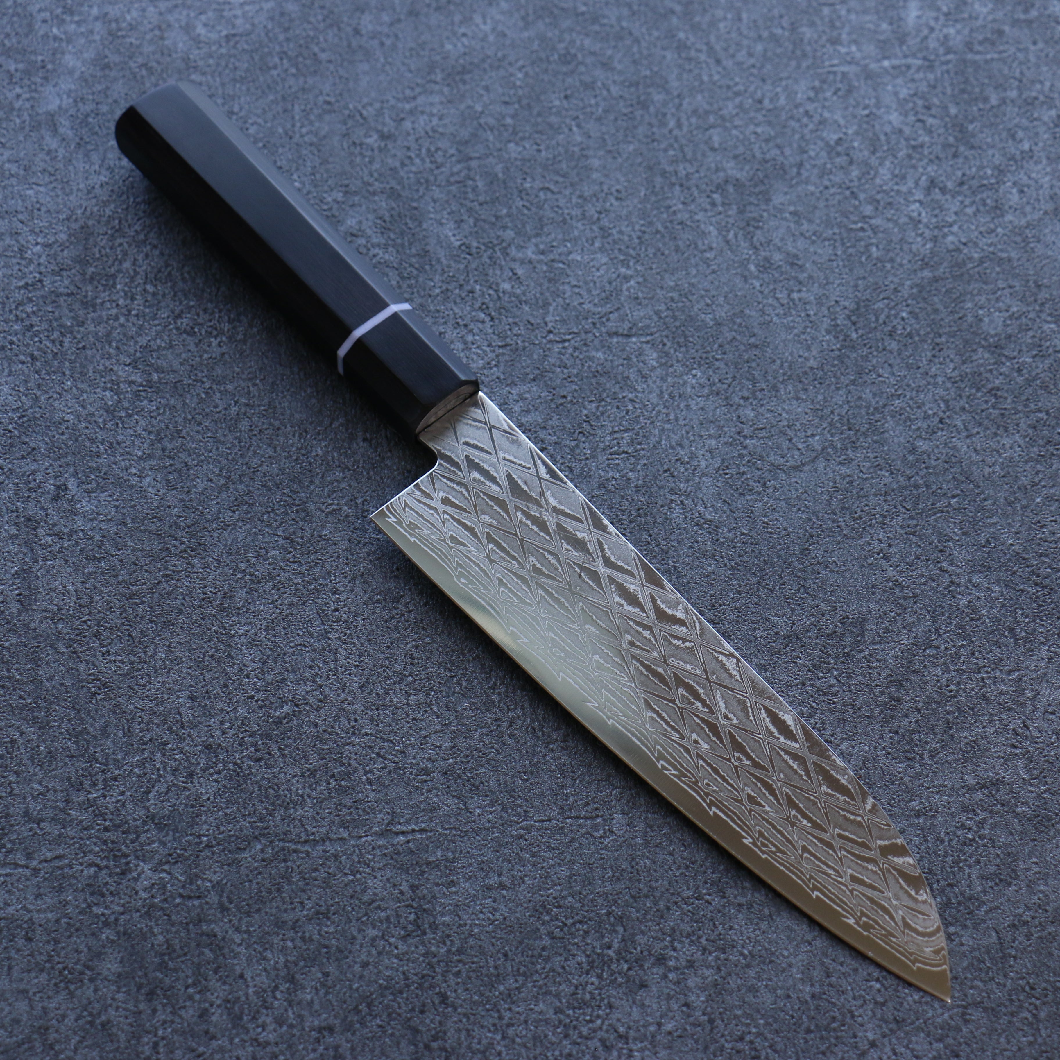 Seisuke AUS10 Mirror Crossed Santoku 180mm Black Pakkawood Handle - Seisuke Knife