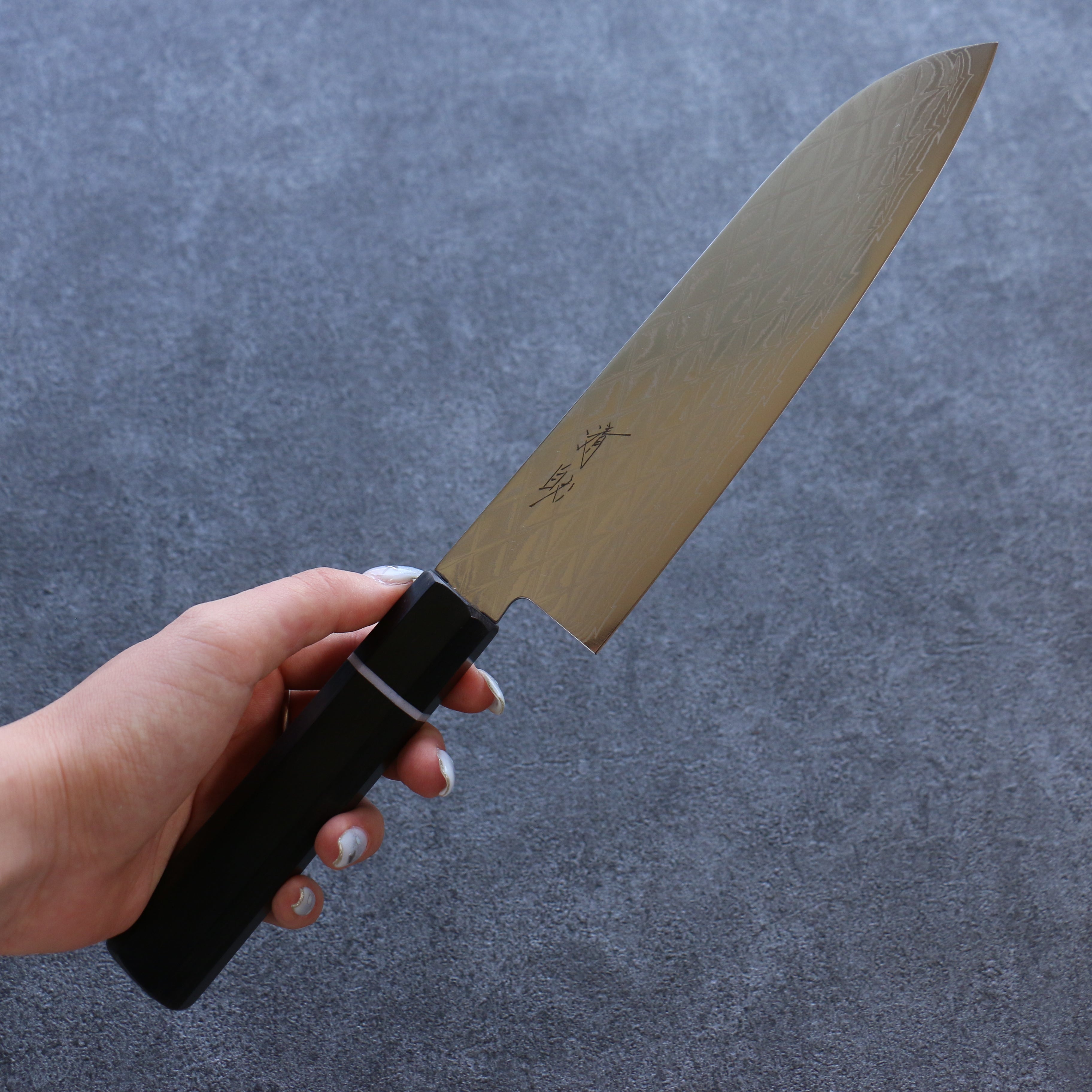 Seisuke AUS10 Mirror Crossed Santoku 180mm Black Pakkawood Handle - Seisuke Knife