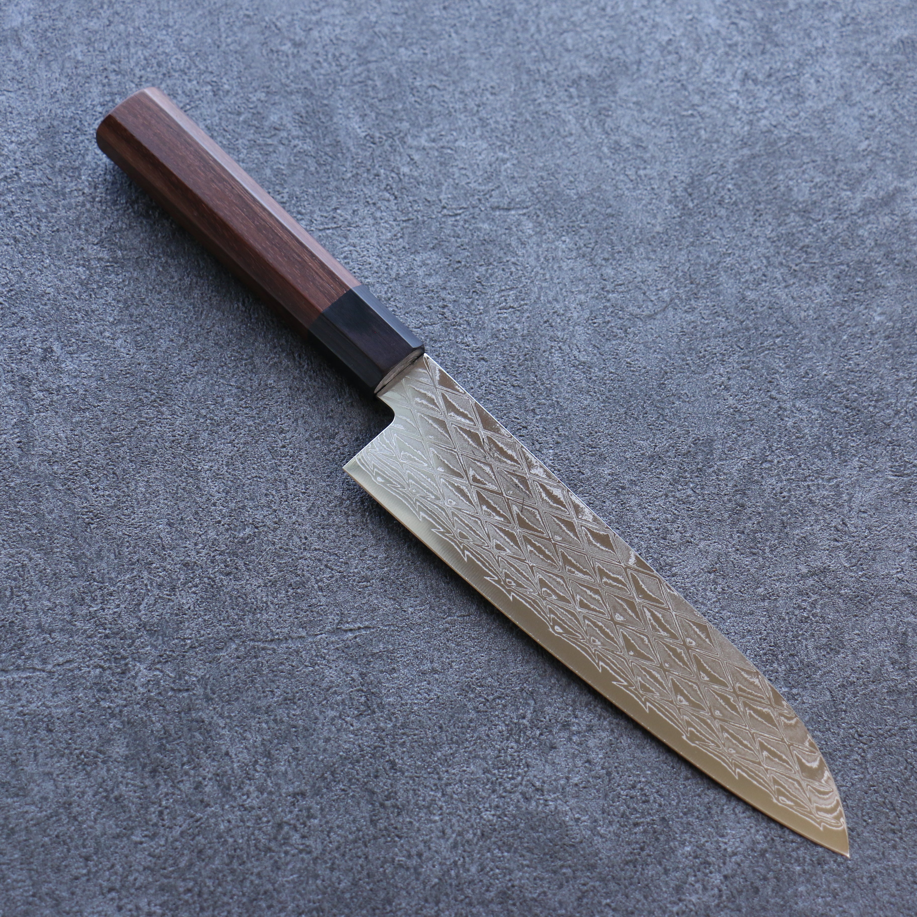 Seisuke AUS10 Mirror Crossed Santoku 180mm Brown Pakkawood Handle - Seisuke Knife