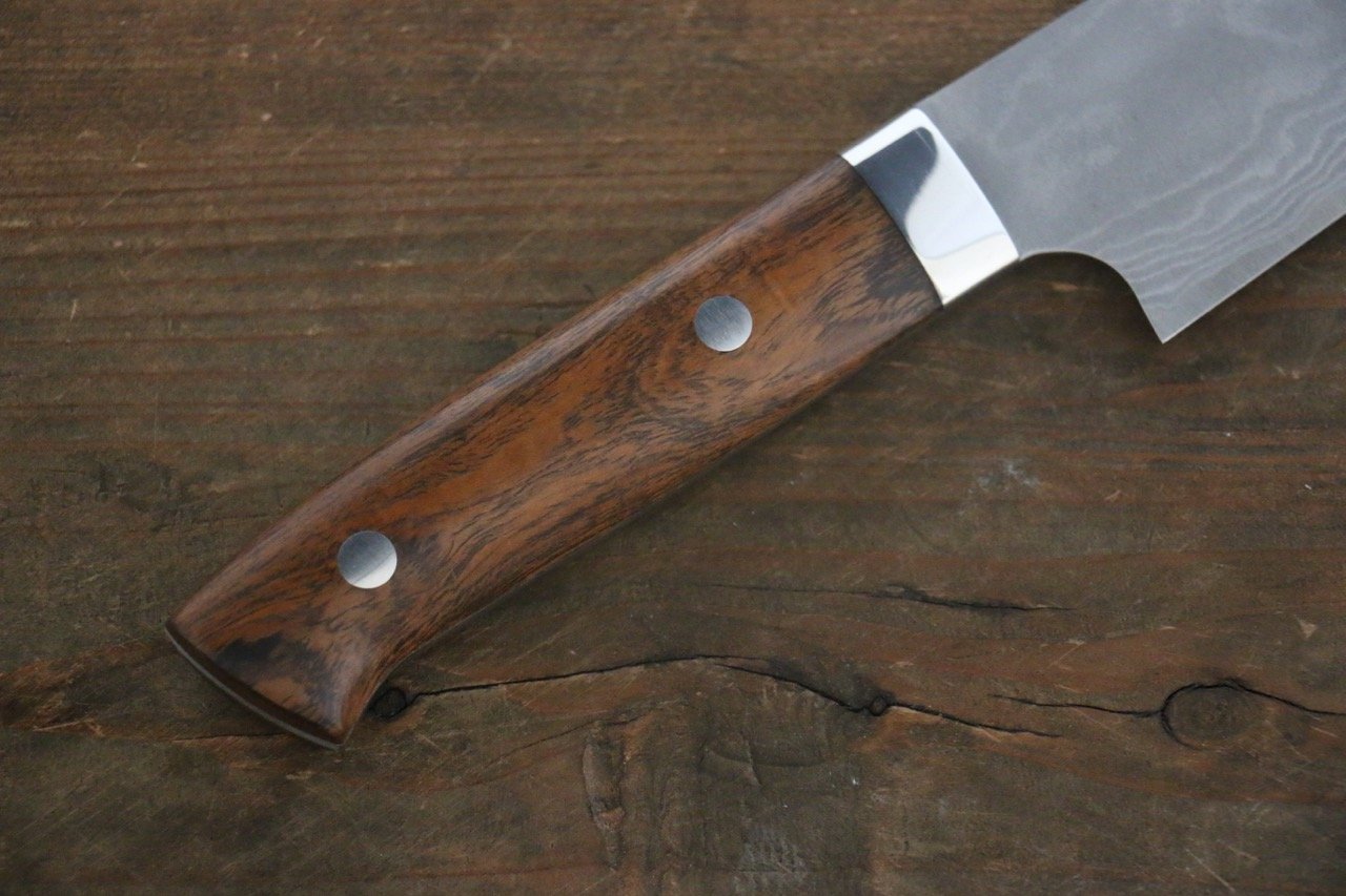 Takeshi Saji Blue Super Damascus Gyuto 210mm Ironwood Handle - Seisuke Knife