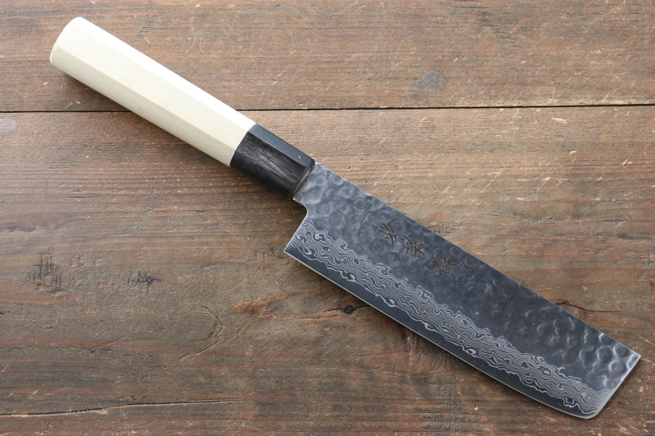 Sakai Takayuki 45 Layer Damascus AUS10 Nakiri Japanese Chef Knife 160mm with Magnolia Handle - Seisuke Knife
