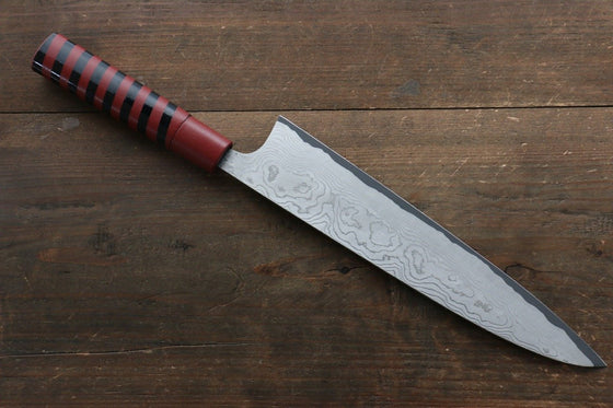 Takeshi Saji VG10 Damascus Gyuto 240mm Cashew paint (Red) Handle - Seisuke Knife