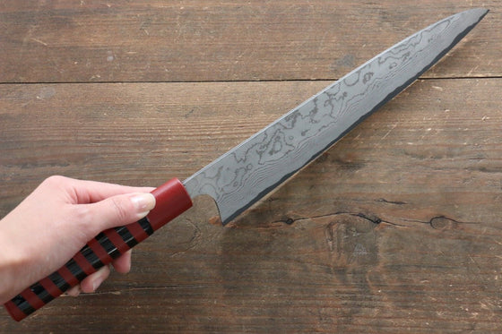 Takeshi Saji VG10 Damascus Gyuto 240mm Cashew paint (Red) Handle - Seisuke Knife