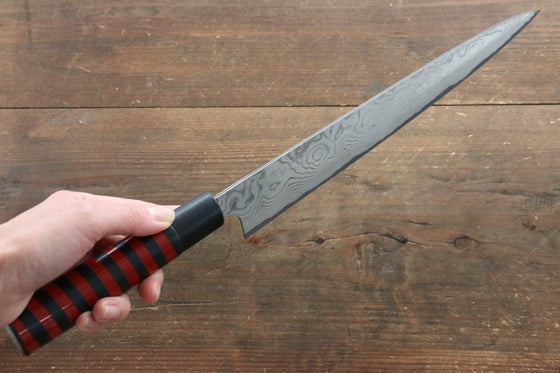 Takeshi Saji VG10 Damascus Sujihiki 270mm Cashew paint (Black) Handle - Seisuke Knife