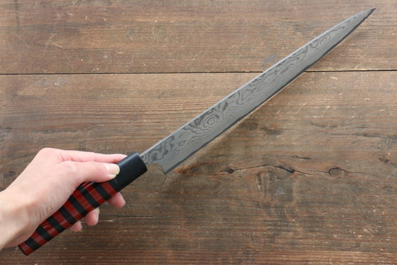 Takeshi Saji VG10 Damascus Sujihiki 270mm Cashew paint (Black) Handle - Seisuke Knife