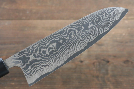 Takeshi Saji VG10 Black Damascus Santoku 175mm Cashew paint (Black) Handle - Seisuke Knife