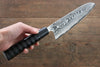 Takeshi Saji VG10 Black Damascus Santoku 175mm Cashew paint (Black) Handle - Seisuke Knife - Slide 7