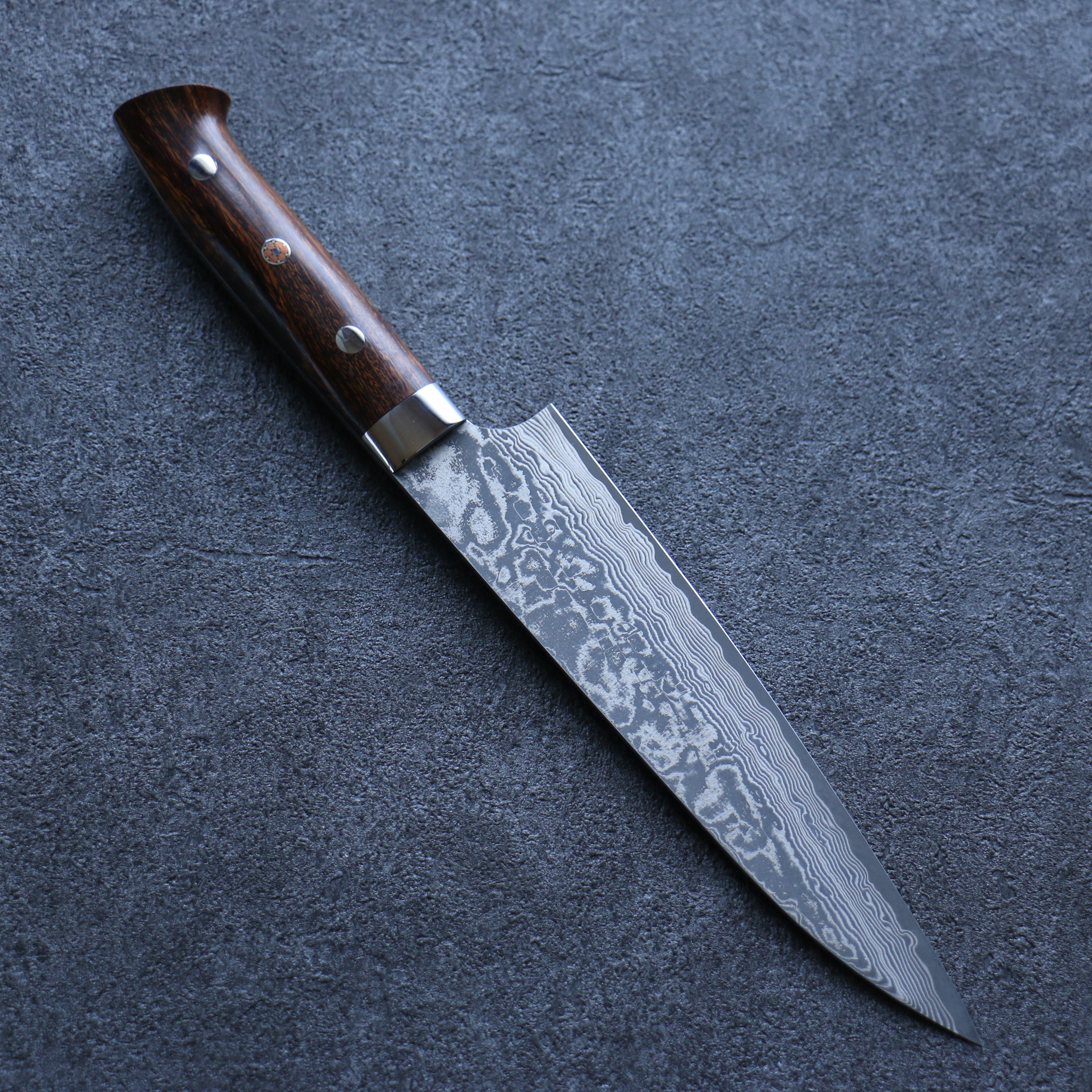 Takeshi Saji SG2 Black Damascus Gyuto 180mm Ironwood Handle - Seisuke Knife