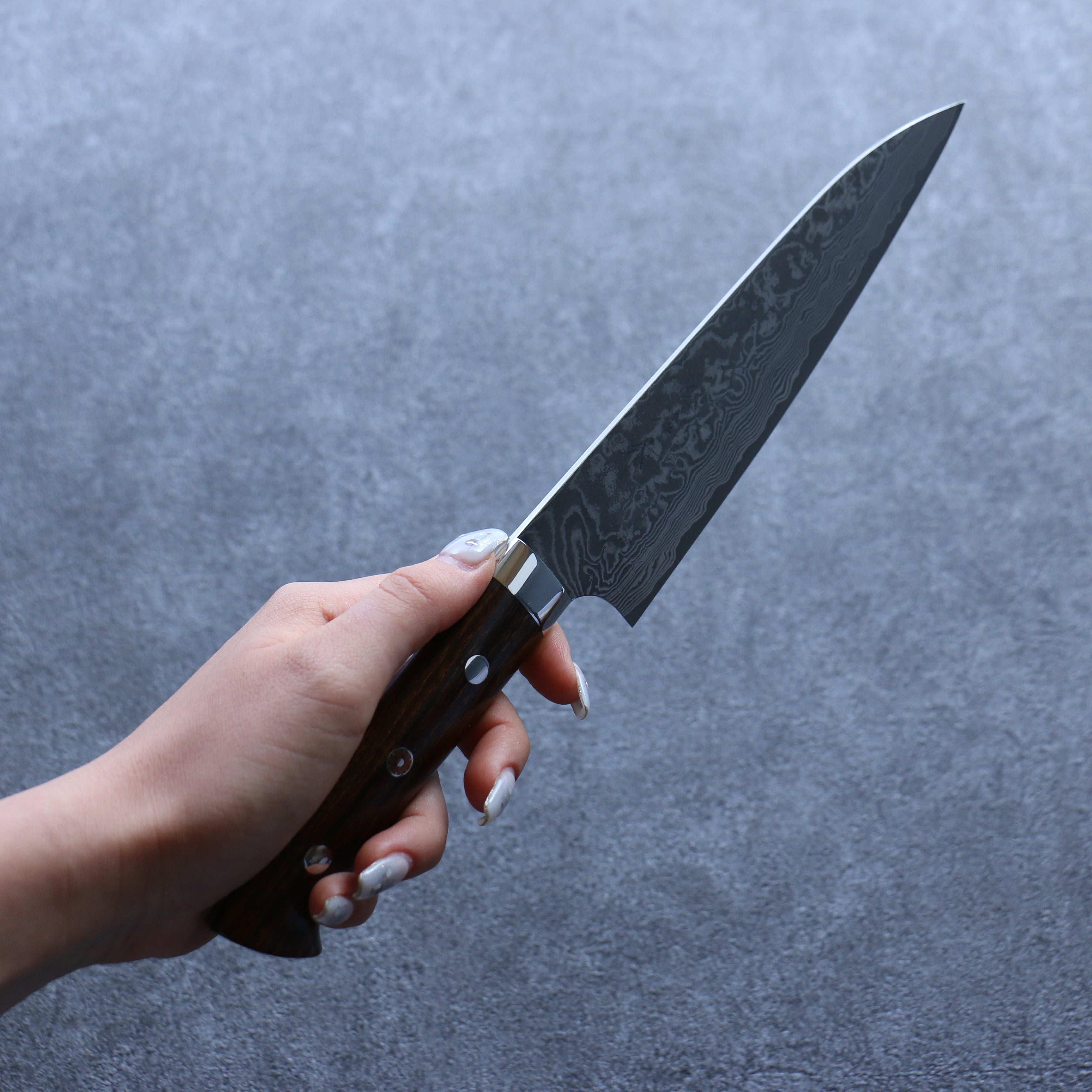Takeshi Saji SG2 Black Damascus Gyuto 180mm Ironwood Handle - Seisuke Knife