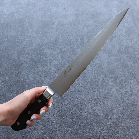 Seisuke VG5 Hammered Kasumitogi Sujihiki 270mm Black Pakka wood Handle - Seisuke Knife