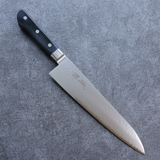 Seisuke VG5 Hammered Kasumitogi Gyuto 240mm Black Pakka wood Handle - Seisuke Knife