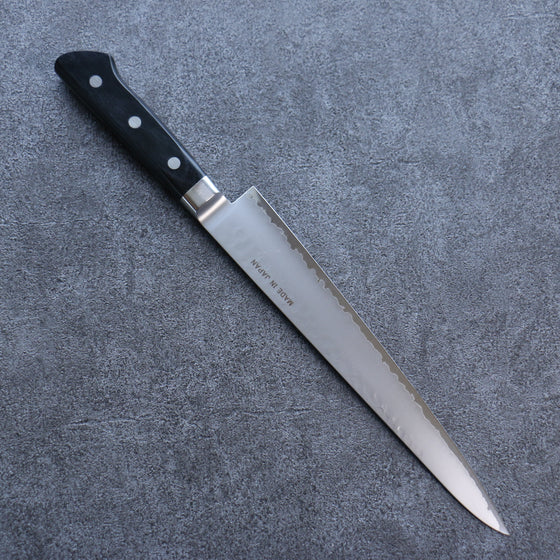 Seisuke VG5 Hammered Kasumitogi Sujihiki 240mm Black Pakka wood Handle - Seisuke Knife