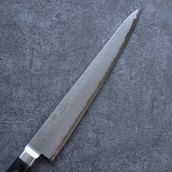 Seisuke VG5 Hammered Kasumitogi Sujihiki 240mm Black Pakka wood Handle - Seisuke Knife