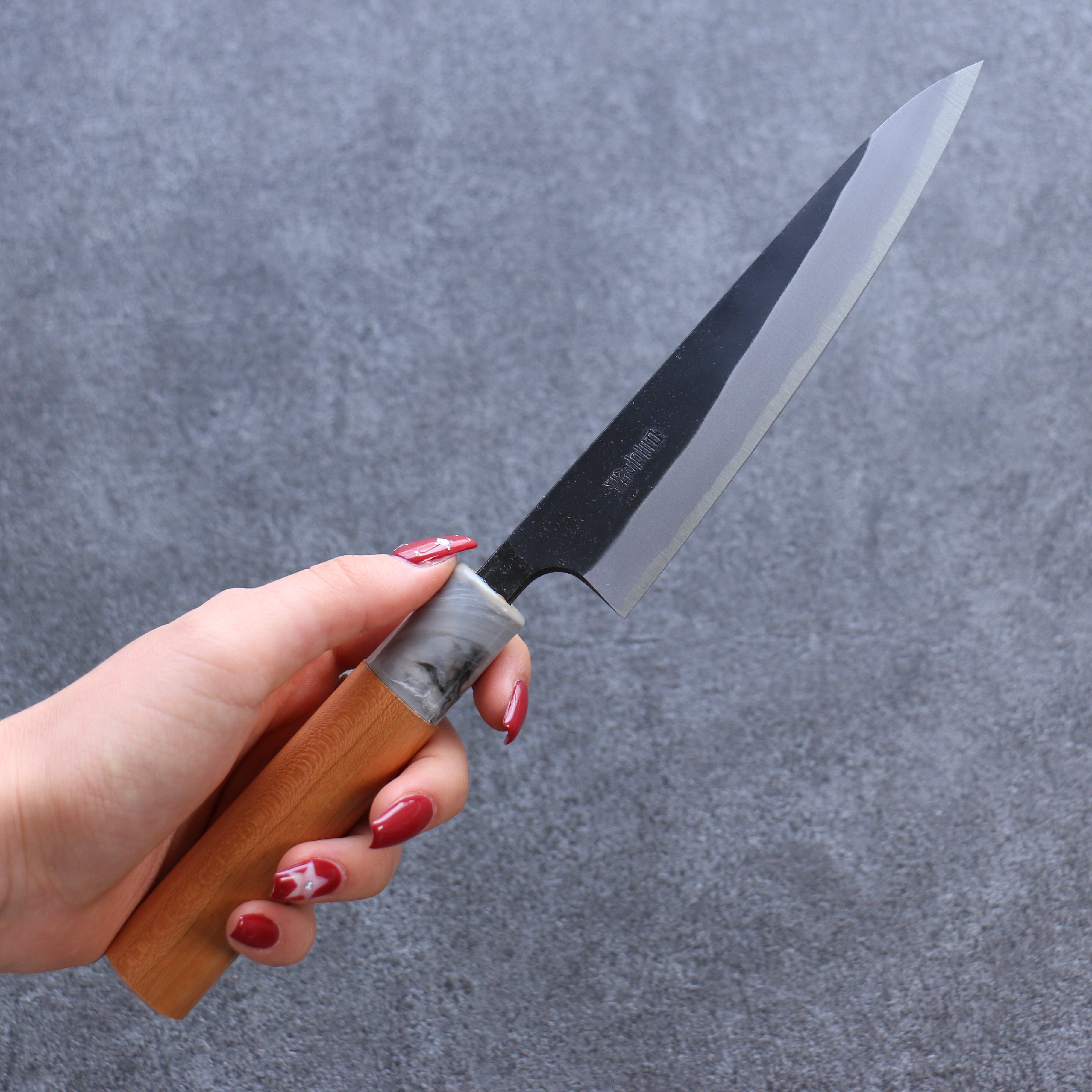 Nao Yamamoto White Steel No.2 Kurouchi Petty-Utility 135mm Cherry Wood Handle - Seisuke Knife