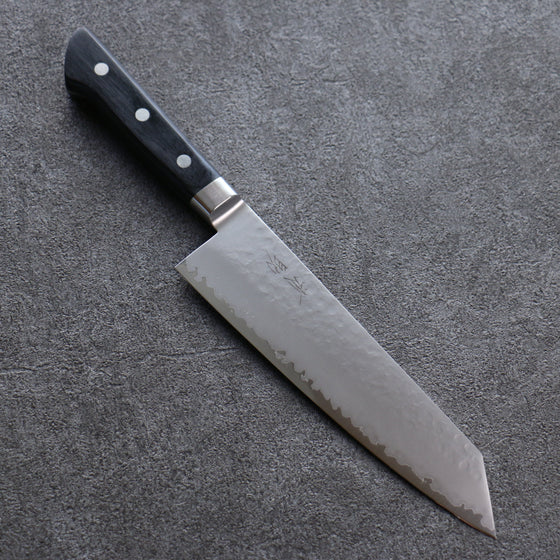 Seisuke VG5 Hammered Kasumitogi Kiritsuke Santoku 190mm Black Pakka wood Handle - Seisuke Knife