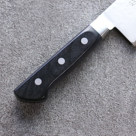 Seisuke VG5 Hammered Kasumitogi Santoku 175mm Black Pakka wood Handle - Seisuke Knife