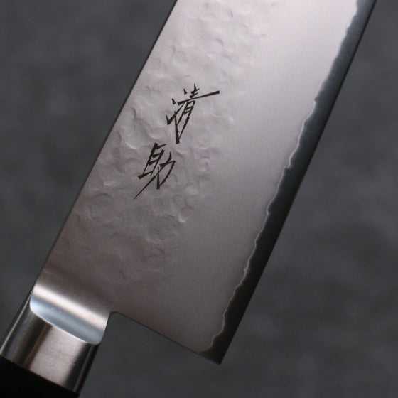 Seisuke VG5 Hammered Kasumitogi Santoku 175mm Black Pakka wood Handle - Seisuke Knife