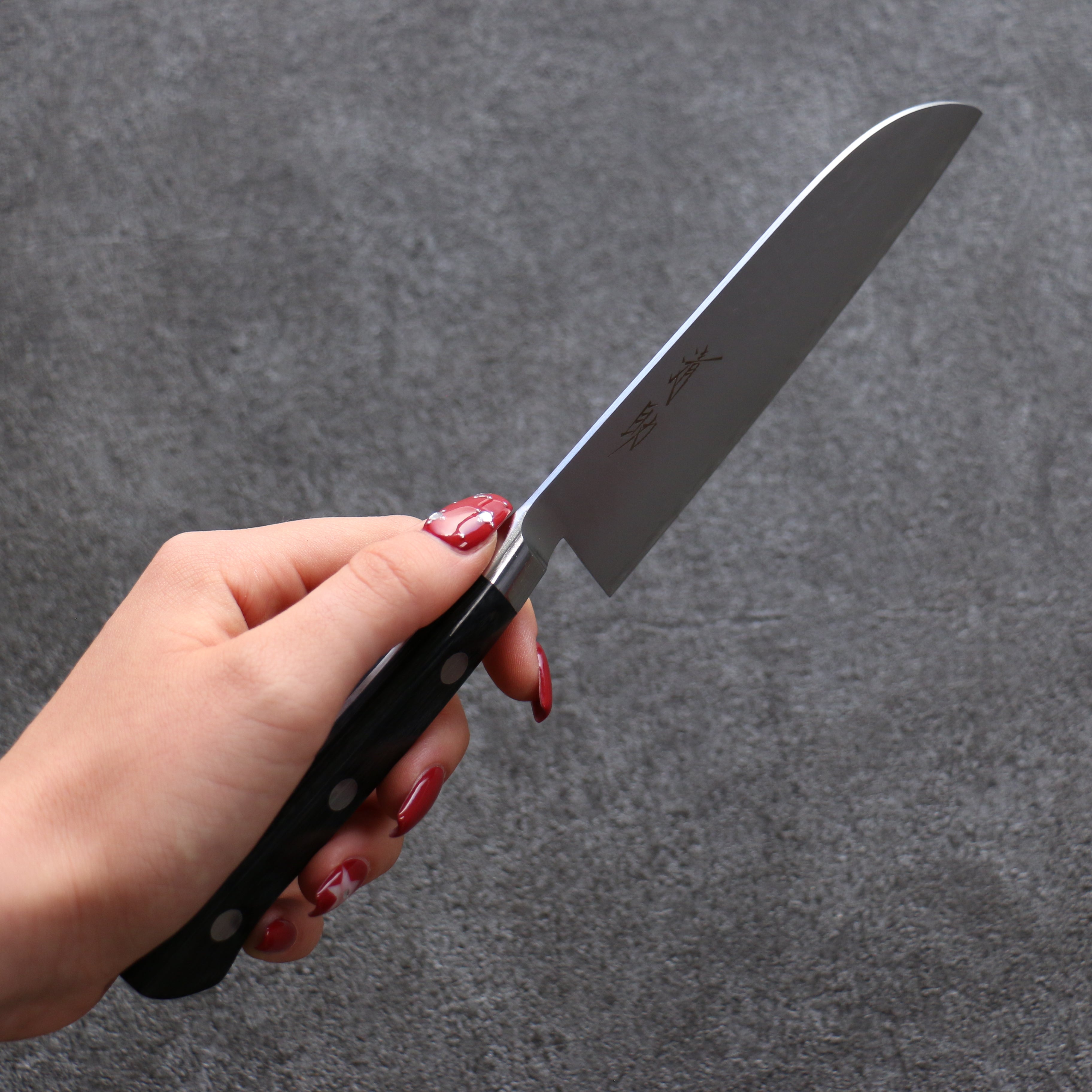 Seisuke VG5 Hammered Kasumitogi Santoku 120mm Black Pakka wood Handle - Seisuke Knife