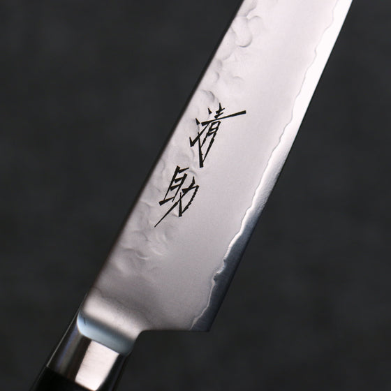 Seisuke VG5 Hammered Kasumitogi Petty-Utility 150mm Black Pakka wood Handle - Seisuke Knife