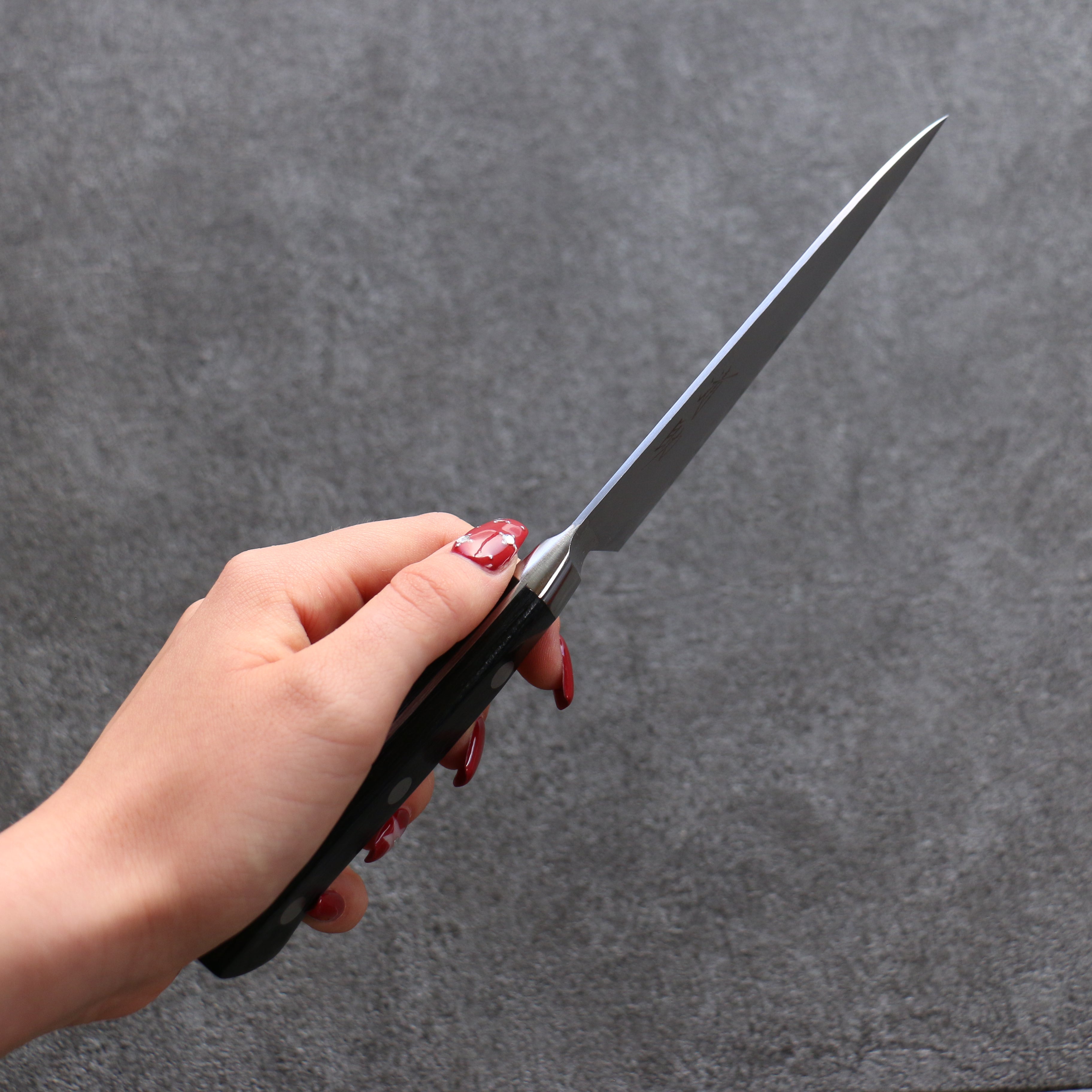 Seisuke VG5 Hammered Kasumitogi Petty-Utility 120mm Black Pakkawood Handle - Seisuke Knife